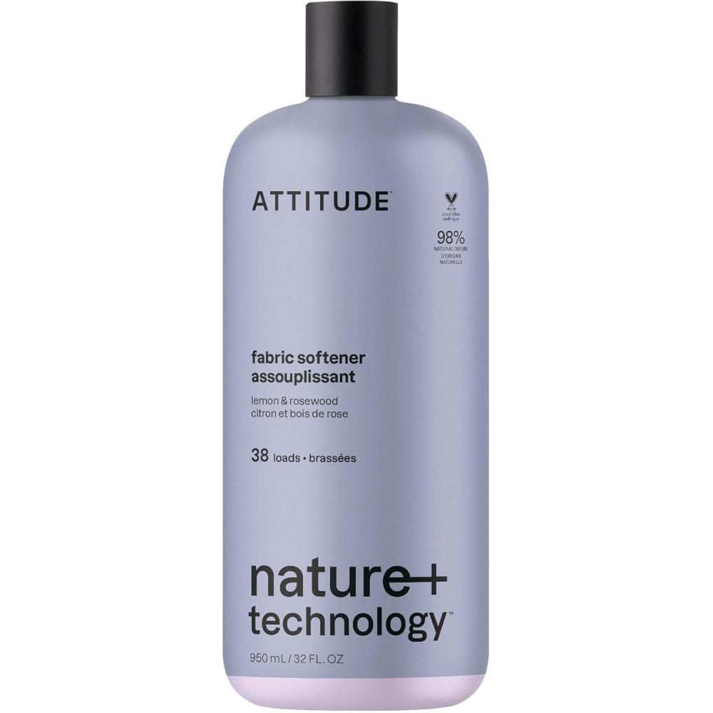 image:imageATTITUDE Liquid Fabric Softener Natural Origin Ingredients For White and Colored Clothing Deodorizes Gentle on Delicate skin Infused With Essential Oils Geranium amp Lemongrass 38 Loads 32 Fl OzLemon  Rosewood